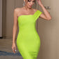 Sexy One Shoulder Knee Length Bodycon Dress